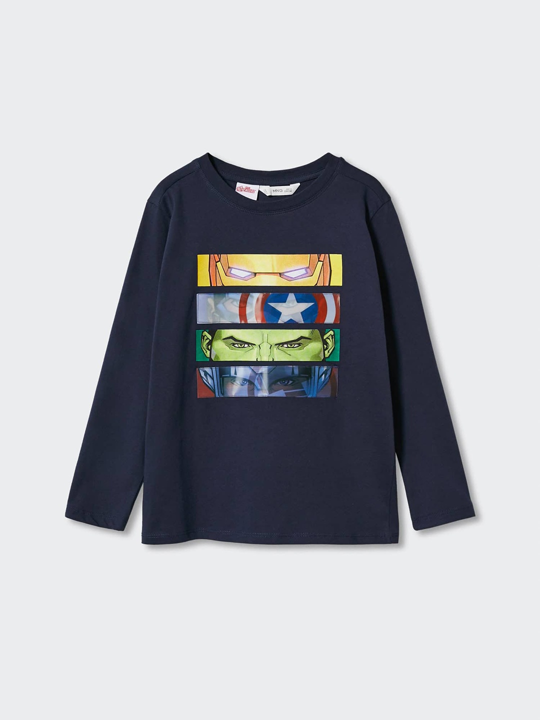 

Mango Kids Boys Avengers Printed Pure Cotton T-Shirt, Navy blue