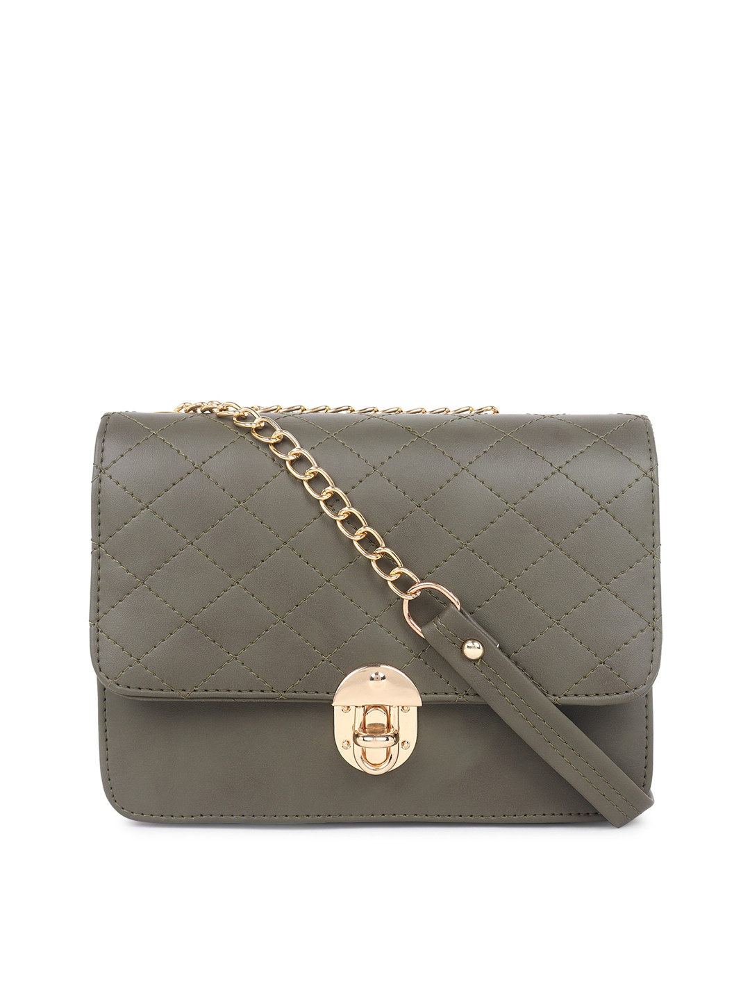 

Stropcarry Geometric Textured Quilted Sling Bag Handbags, Olive