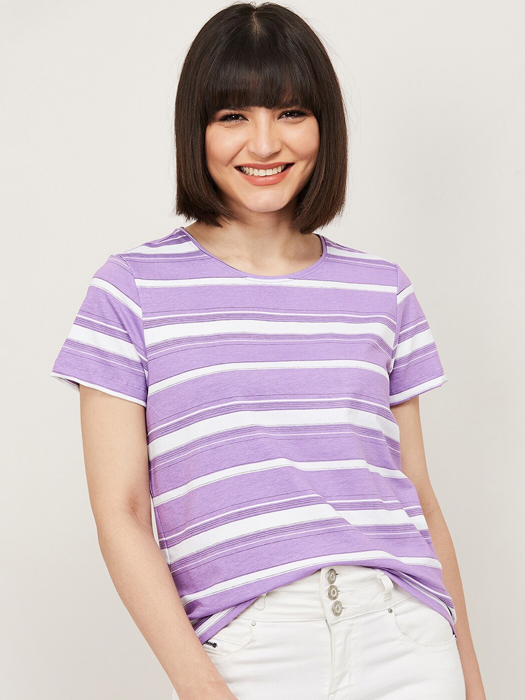 

Fame Forever by Lifestyle Striped Top, Purple