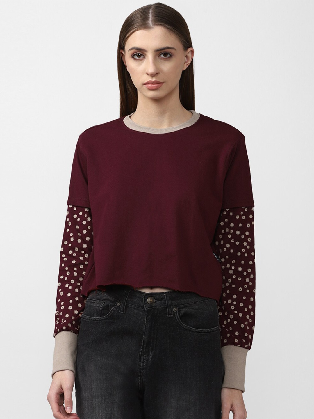 

FOREVER 21 Boxy Crop Top, Maroon