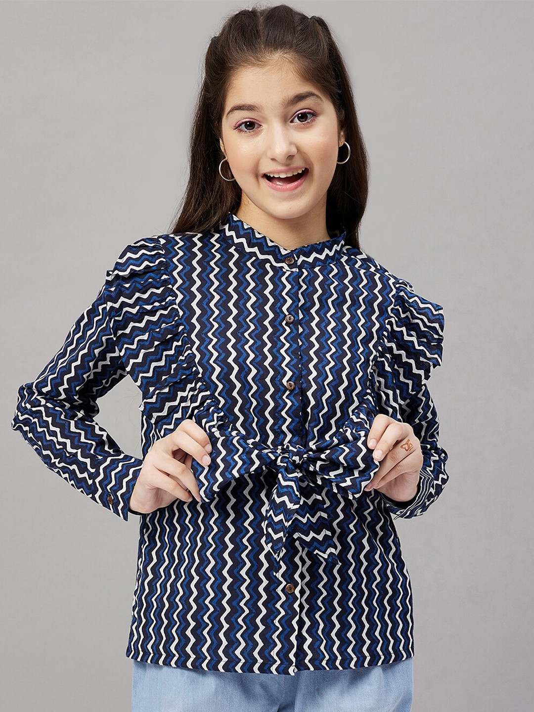 

Stylo Bug Girls Striped Pure Cotton Regular Top, Navy blue
