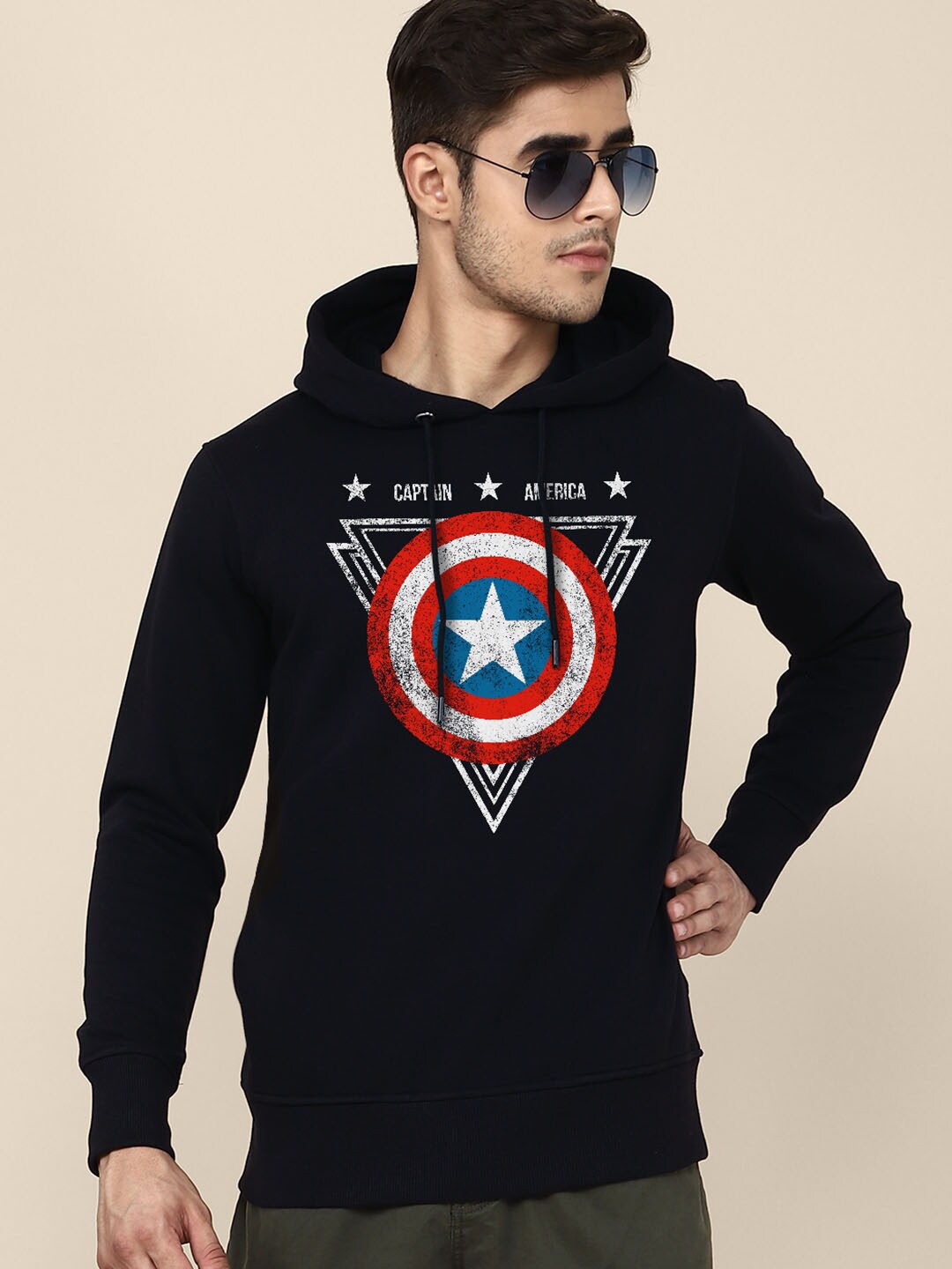 

Free Authority Men Captain America Printed Hooded Sweatshirt, Blue