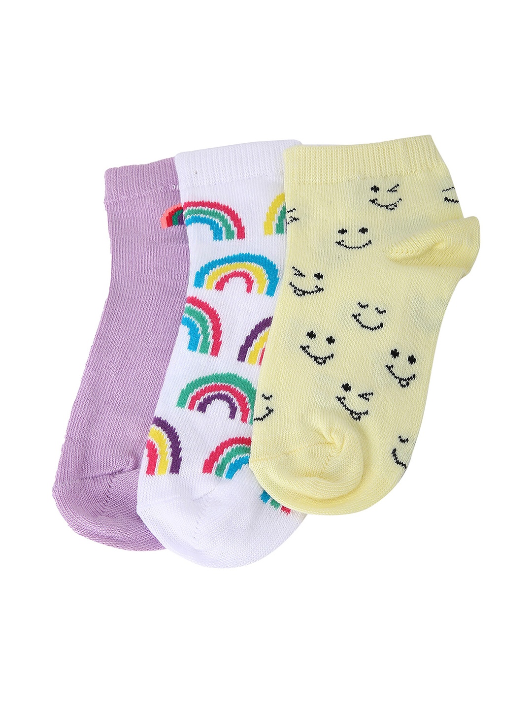 

max Girls Pack Of 3 Ankle Length Cotton Socks, Violet