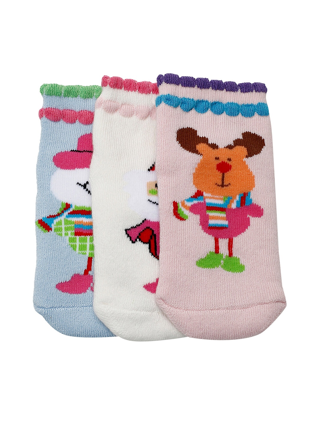 

max Girls Pack Of 3 Ankle Length Cotton Socks, Blue
