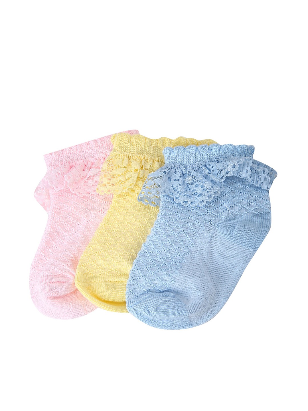 

max Infant Girls Pack Of 3 Patterned Ankle Length Socks, Blue