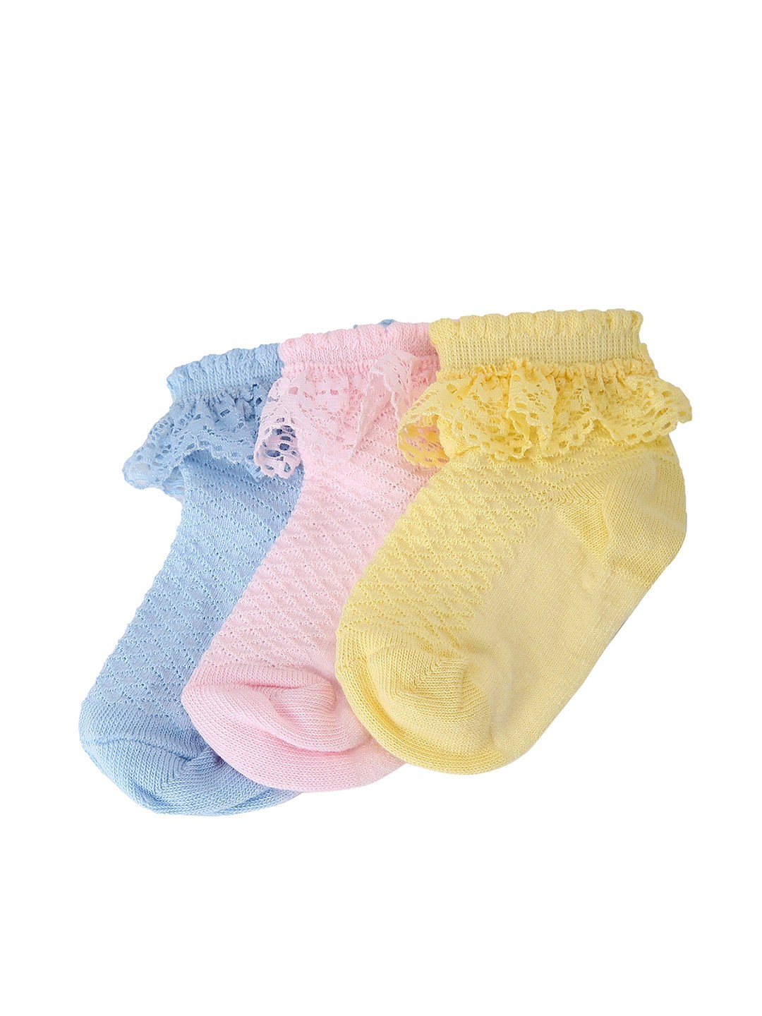 

max Girls Pack Of 3 Patterned Ankle Length Socks, Pink