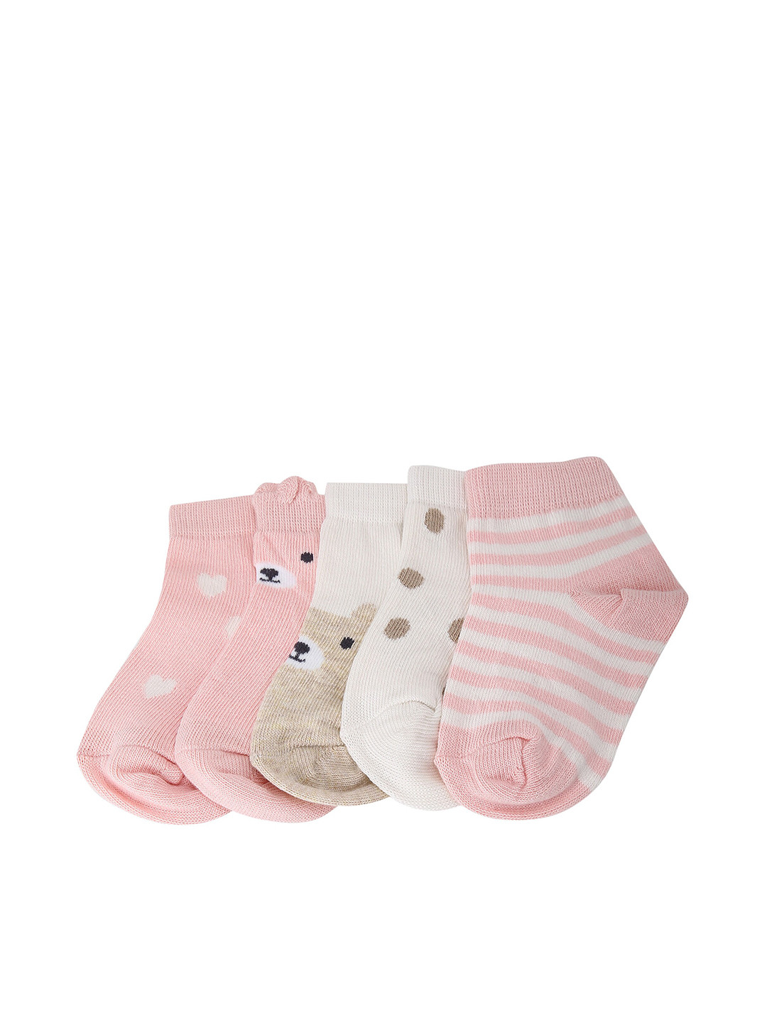

max Girls Pack of 5 Patterned Ankle Length Socks, Assorted