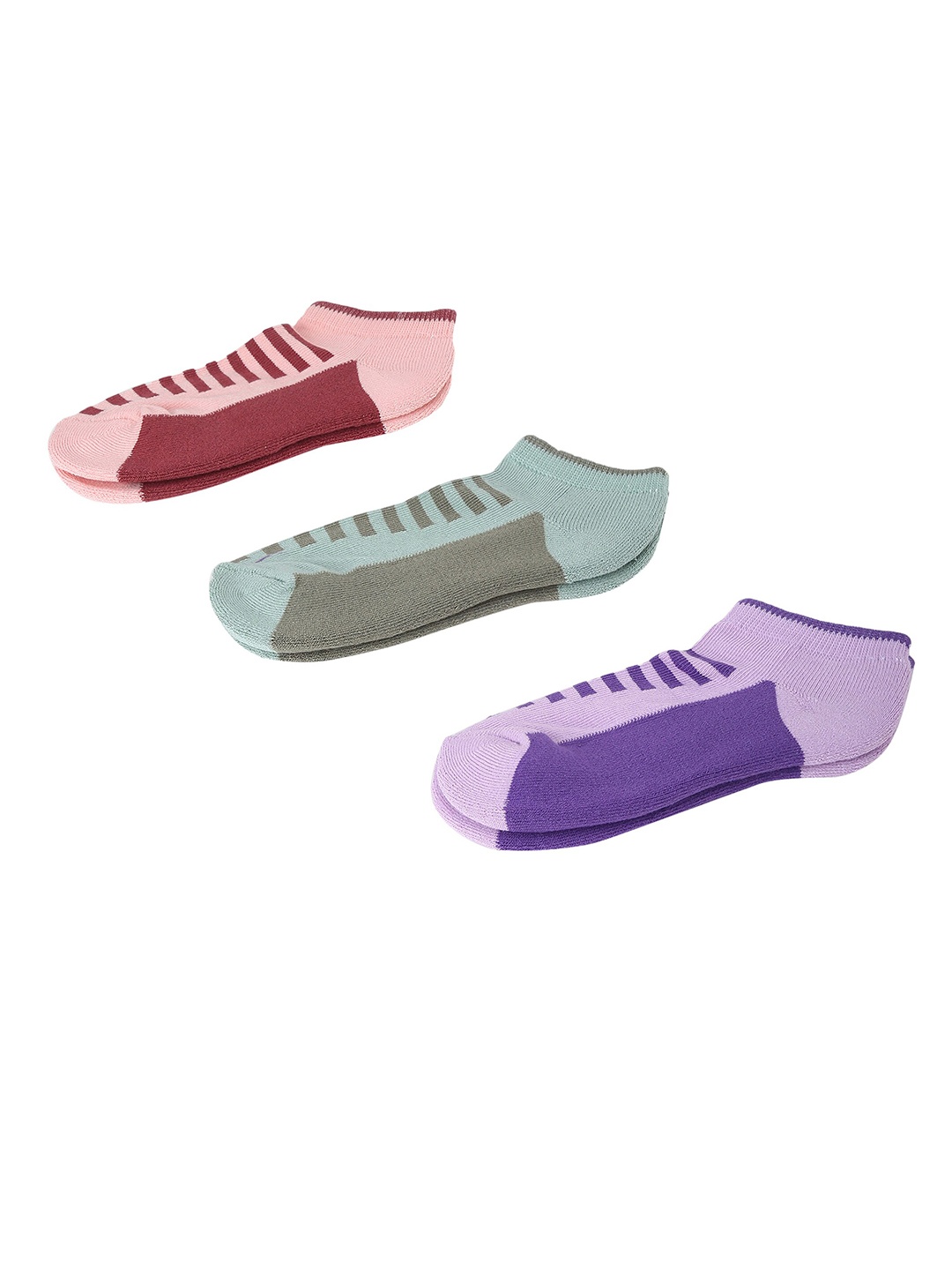 

max Girls Pack of 3 Patterned Ankle Length Socks, Purple