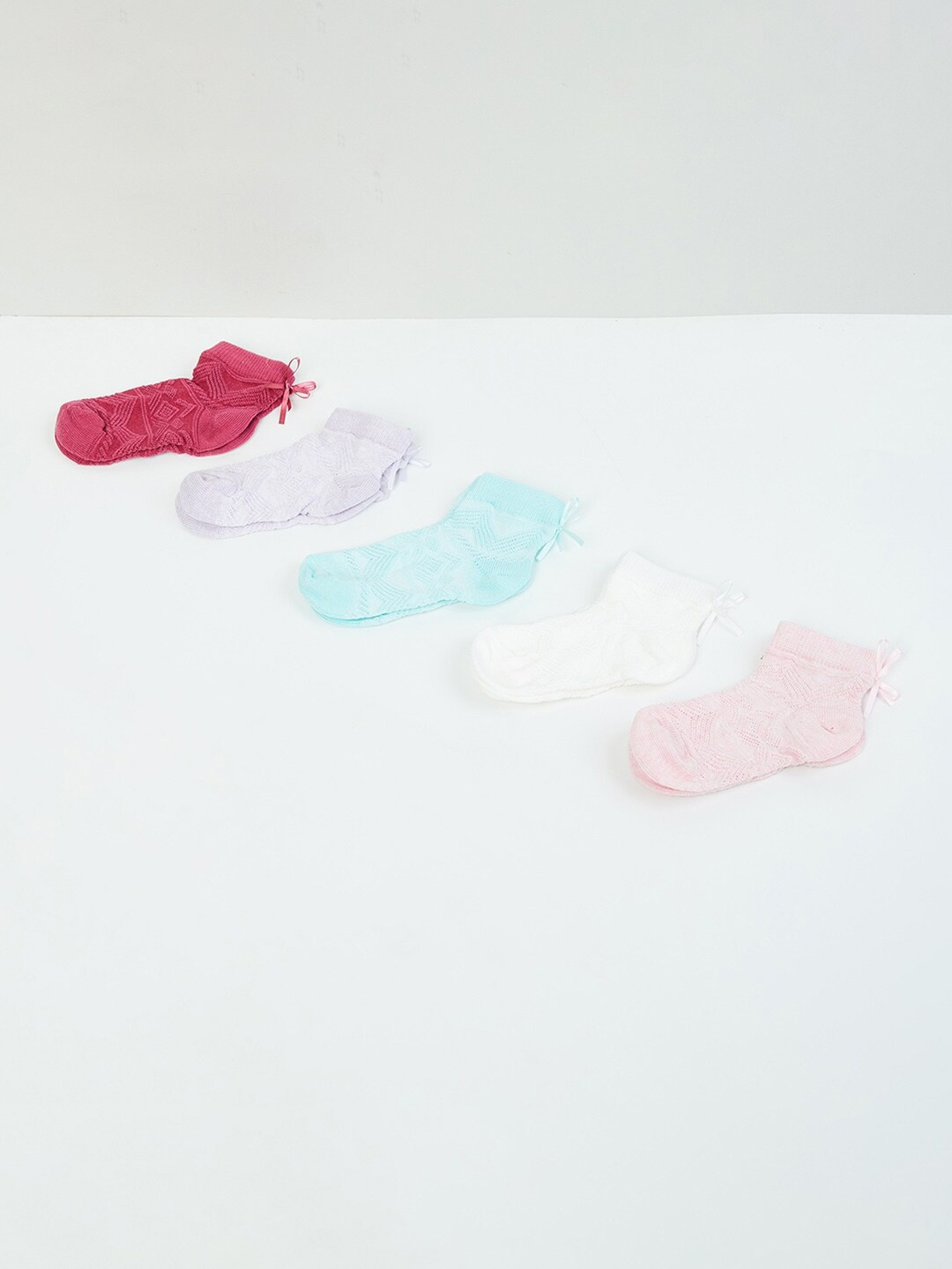 

max Infant Girls Pack of 5 Patterned Ankle-Length Socks, Purple