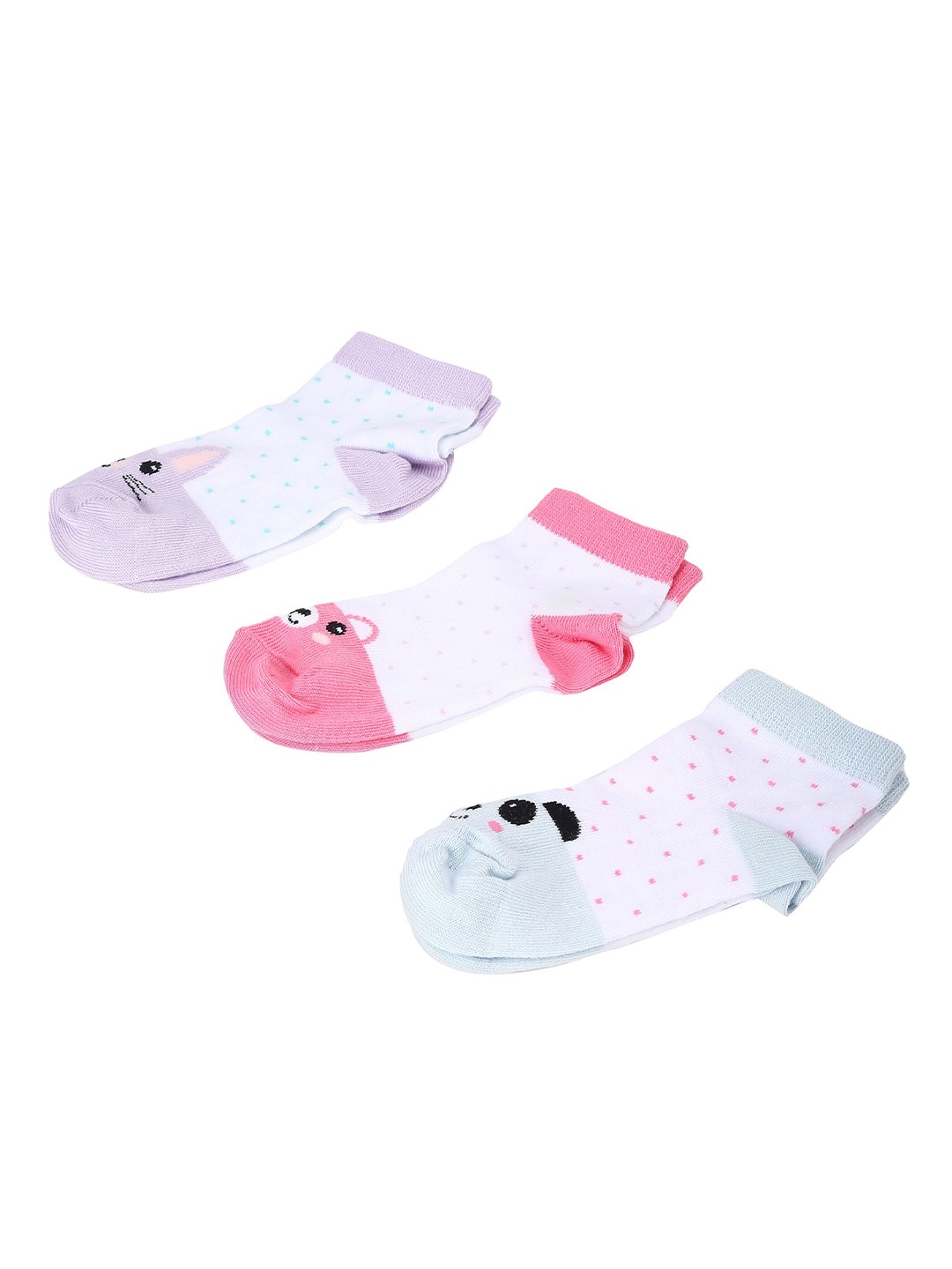 

max Girls Pack of 3 Patterned Ankle Length Socks, White