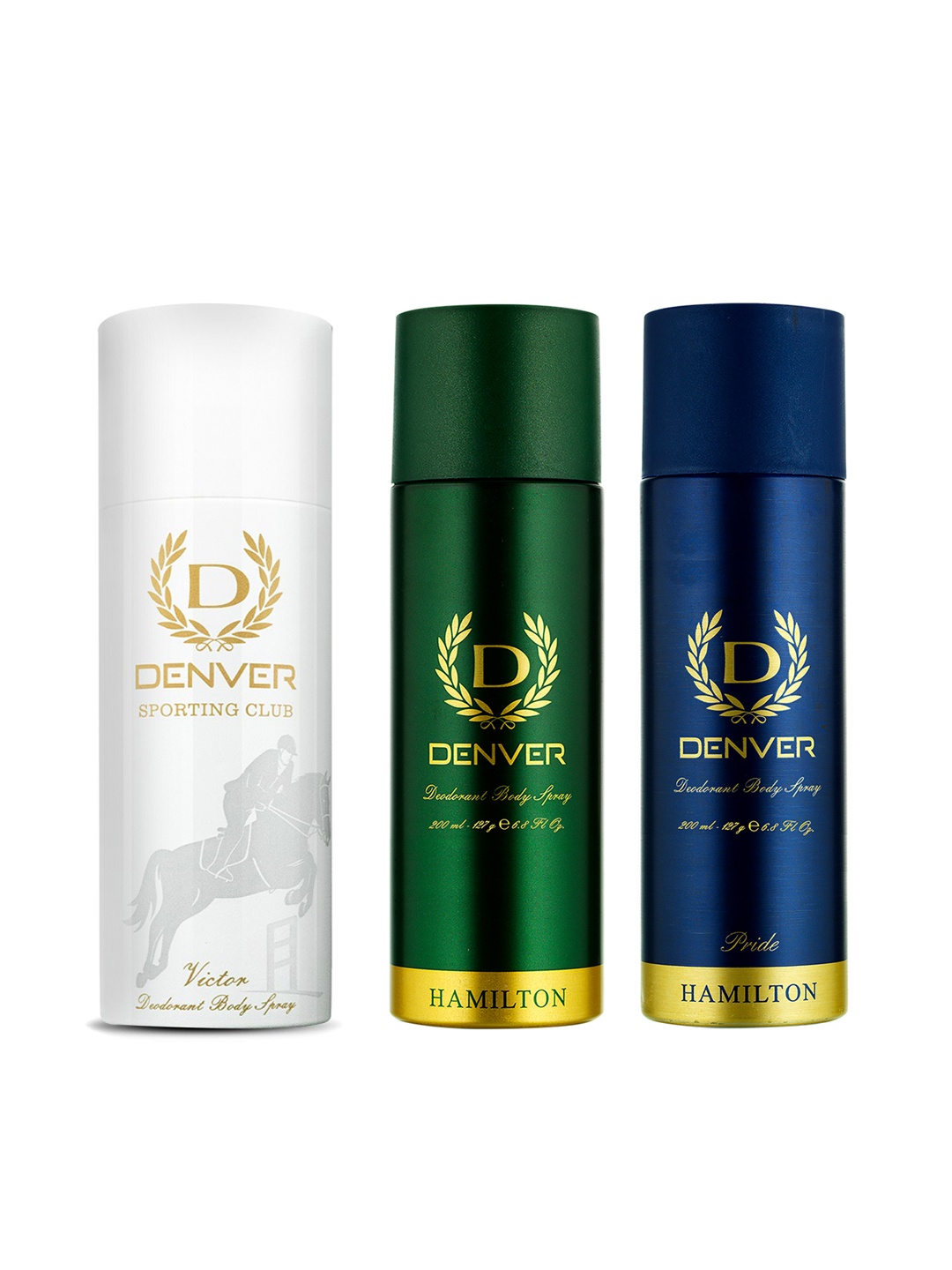 

Denver Men Set Of 3 Deodorant - Hamilton+ Hamilton Pride+ Sporting Club Victor- 200ml Each, Green