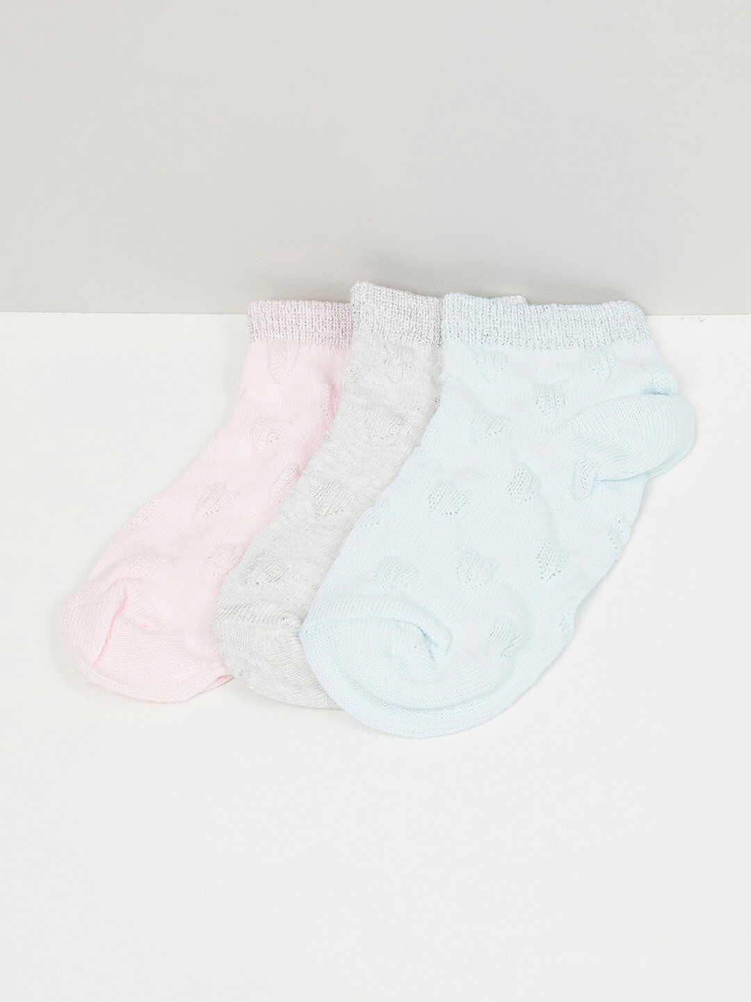 

max Girls Pack of 3 Ankle Length Socks, Pink