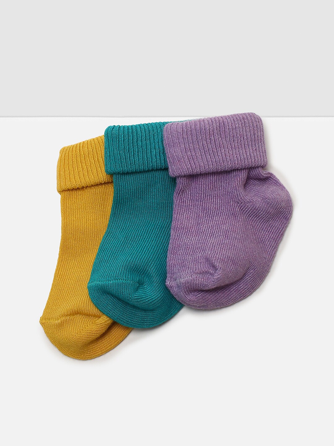 

max Infant Girls Pack of 3 Ankle Length Socks, Mustard