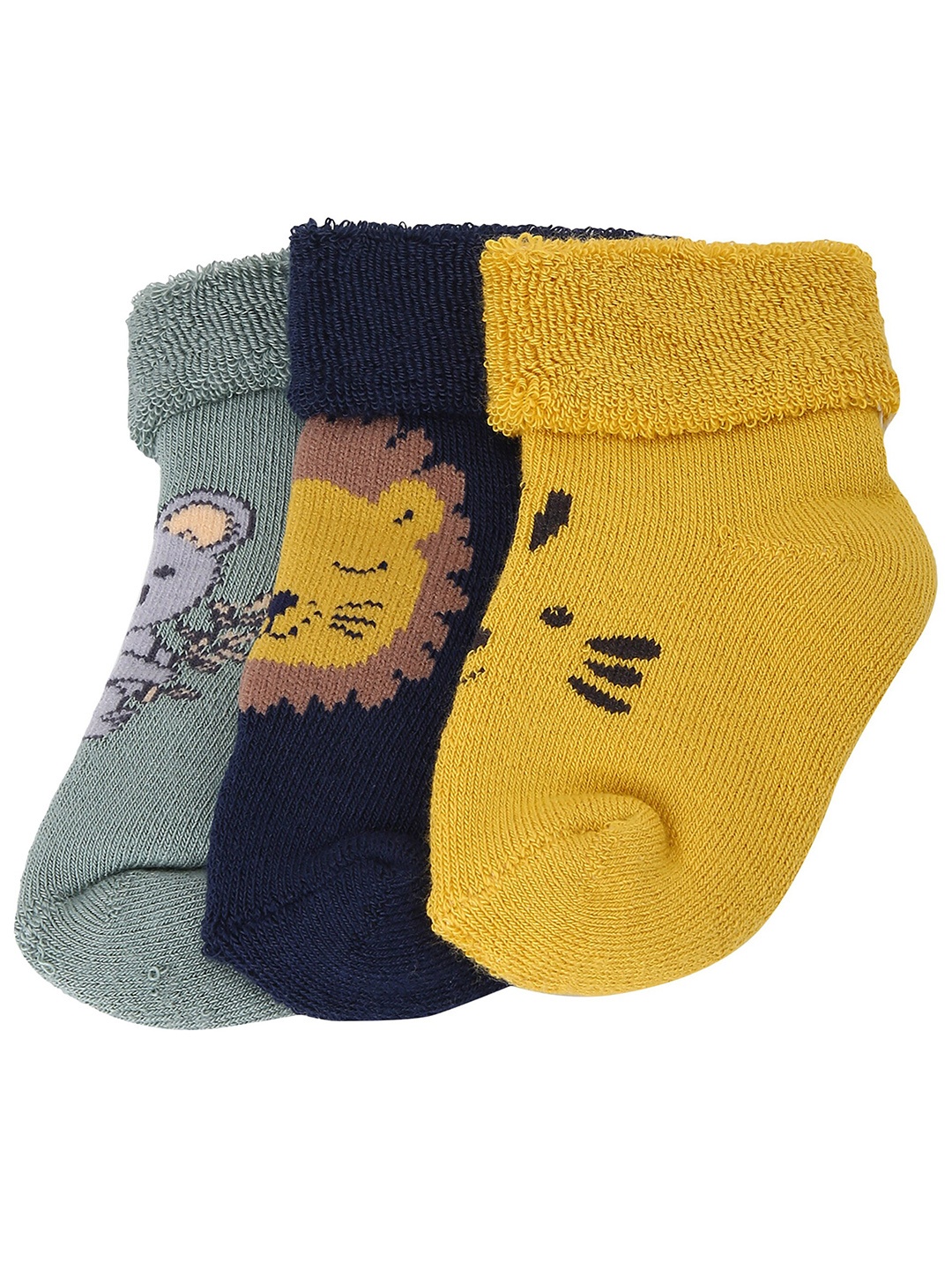

max Boys Pack Of 3 Patterned Ankle Length Cotton Socks, Yellow