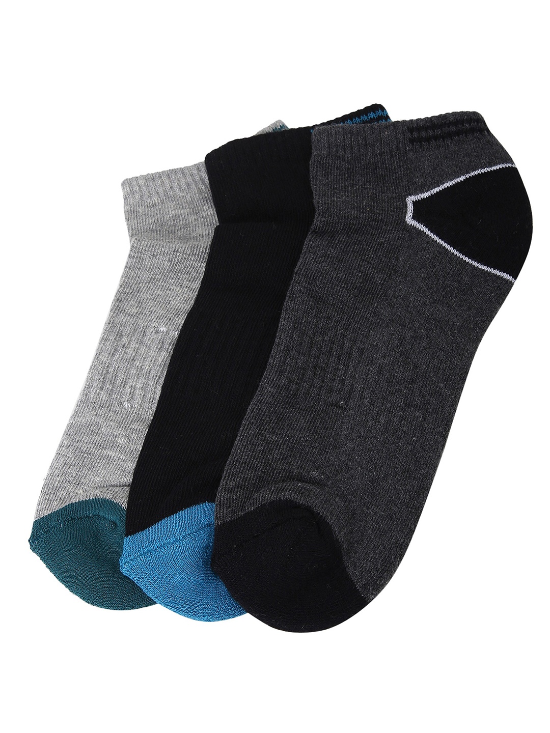 

max Boys Pack Of 3 Patterned Ankle Length Cotton Socks, Grey