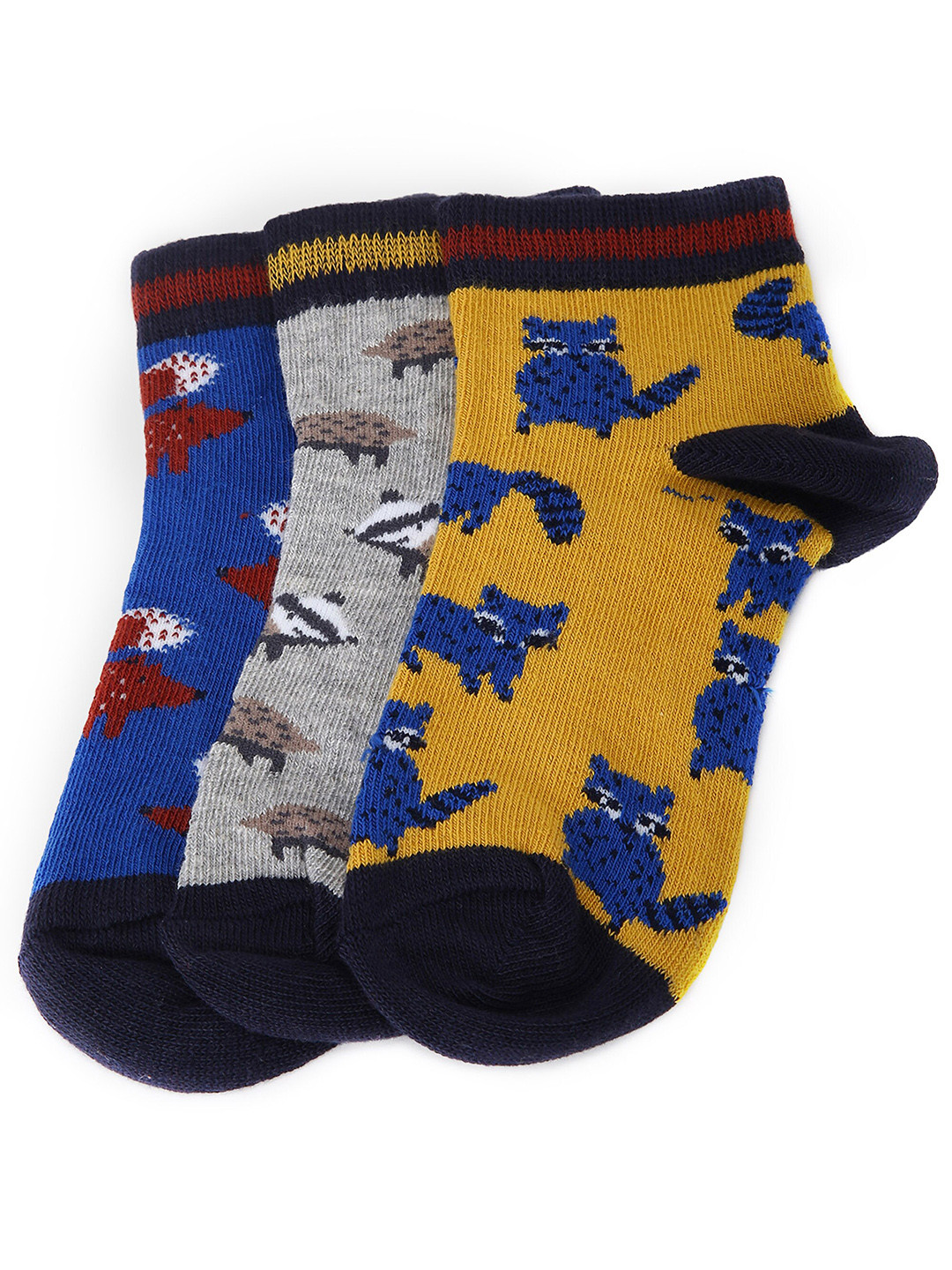 

max Boys Pack Of 3 Ankle Length Cotton Socks, Blue