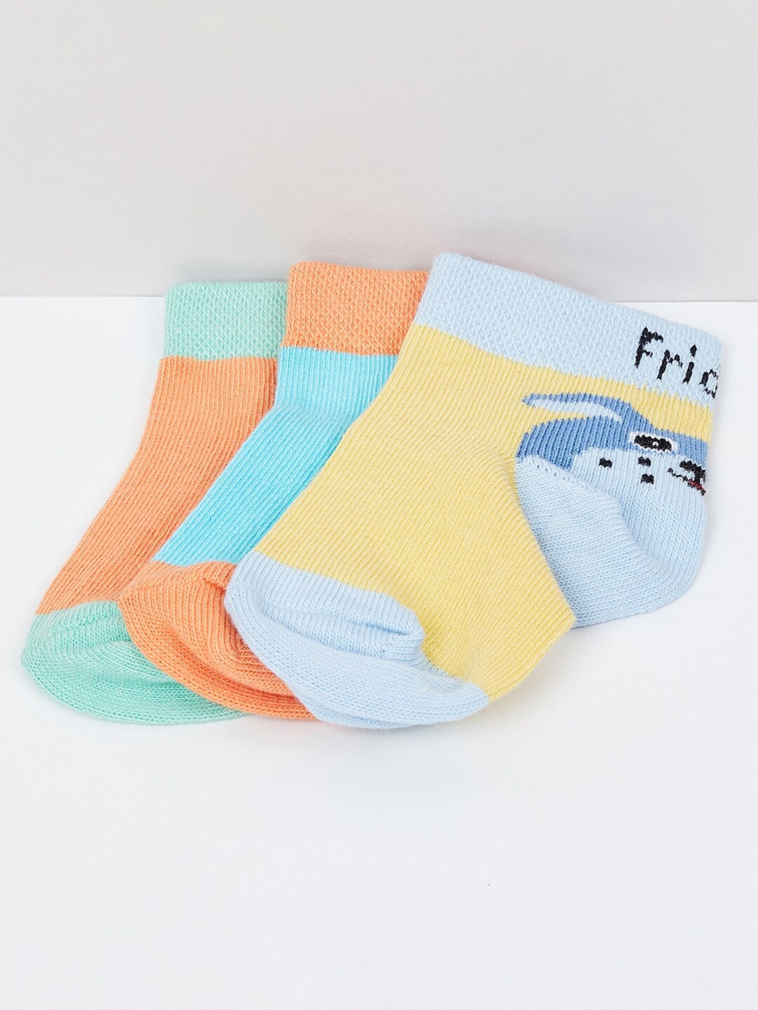 

max Infant Boys Pack Of 3 Ankle-Length Cotton Socks, Orange