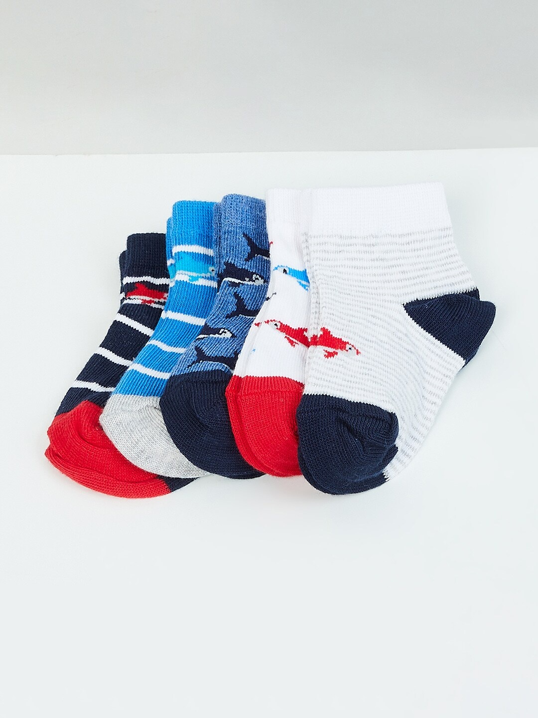 

max Infants Pack Of 5 Ankle-Length Cotton Socks, White