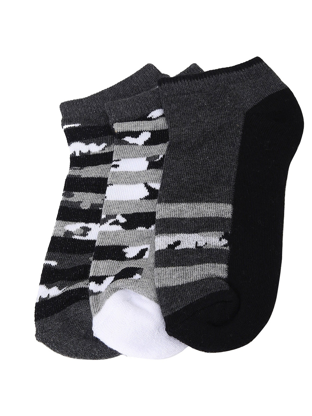 

max Boys Pack Of 3 Patterned Ankle-Length Socks, Black