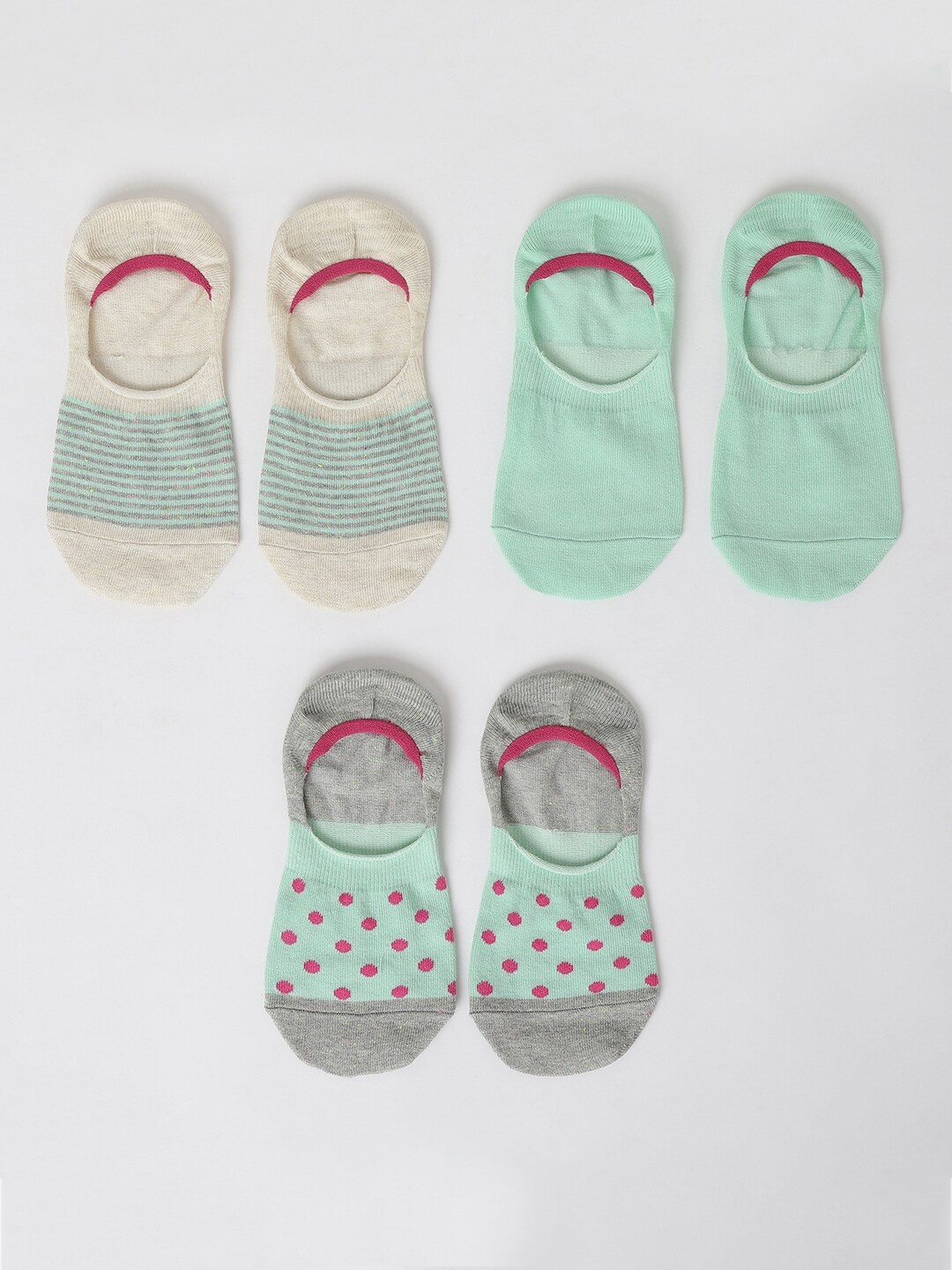 

max Women Pack Of 3 Patterned Shoe-Liner Socks, Sea green