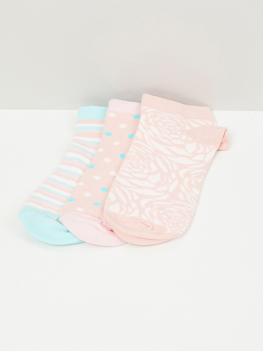

max Women Pack Of 3 Patterned Ankle-Length Socks, Peach