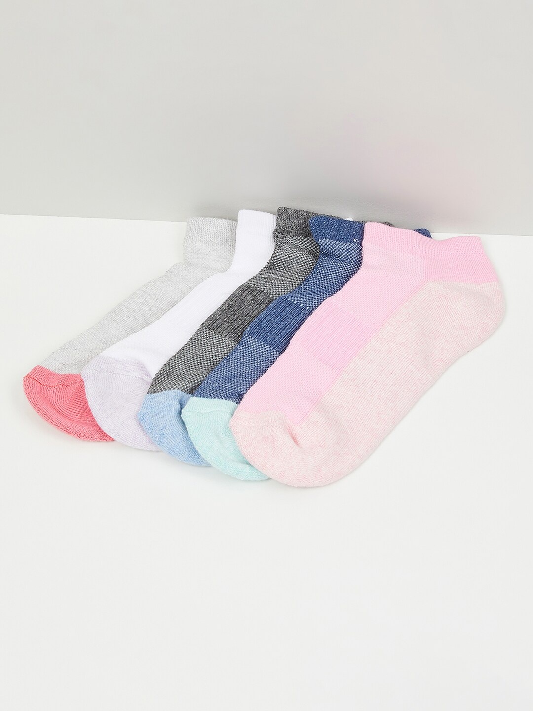 

max Women Pack Of 5 Patterned Ankle Length Cotton Socks, Pink