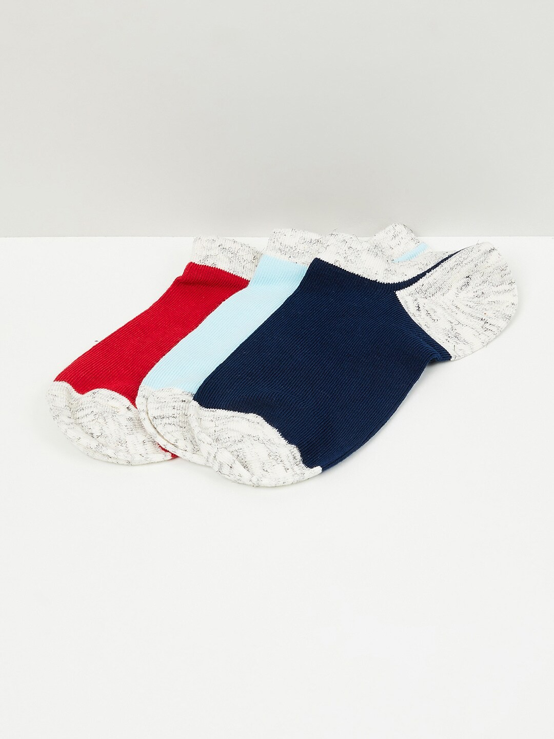 

max Women Pack Of 3 Ankle Length Cotton Socks, Blue