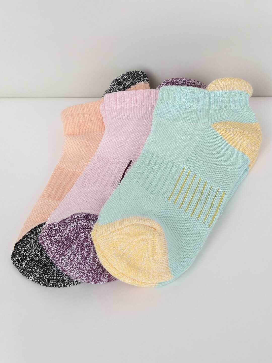 

max Women Pack Of 3 Ankle-Length Cotton Socks, Pink