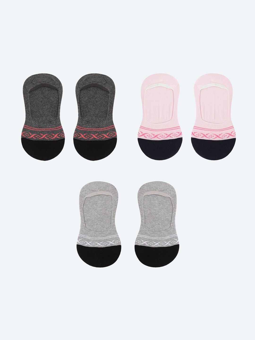 

max Women Pack Of 3 Ankle Length Cotton Socks, Grey