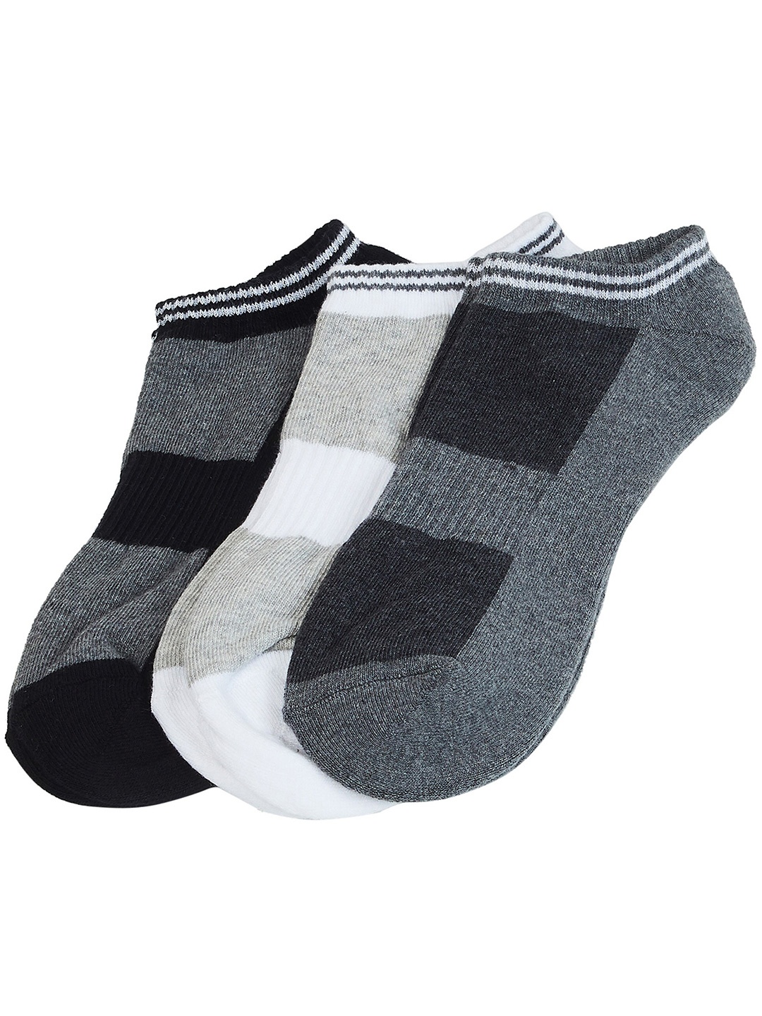 

max Men Pack Of 3 Checked Ankle-Length Socks, White