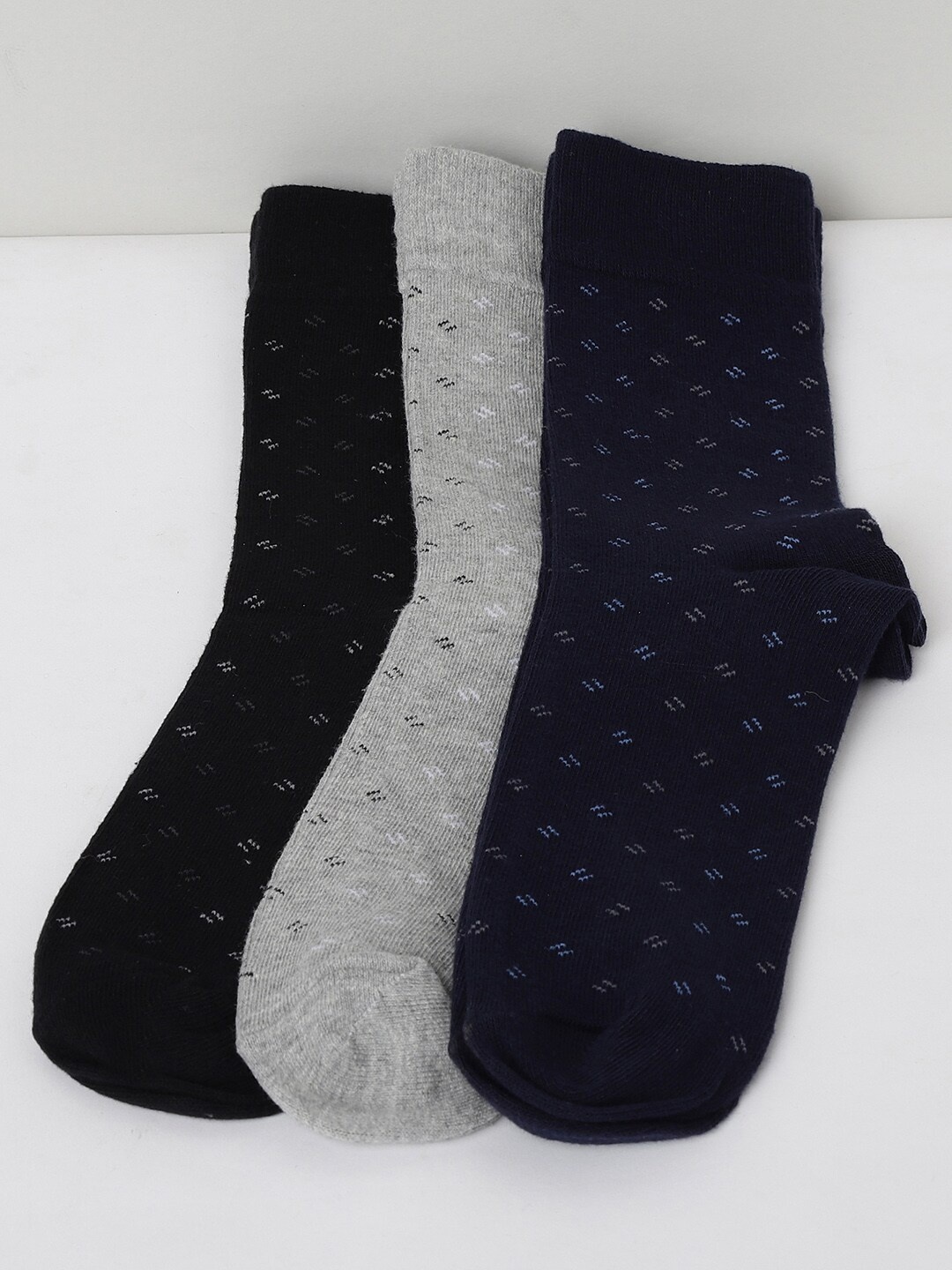 

max Men Pack Of 3 Patterned Above Ankle-Length Socks, Black