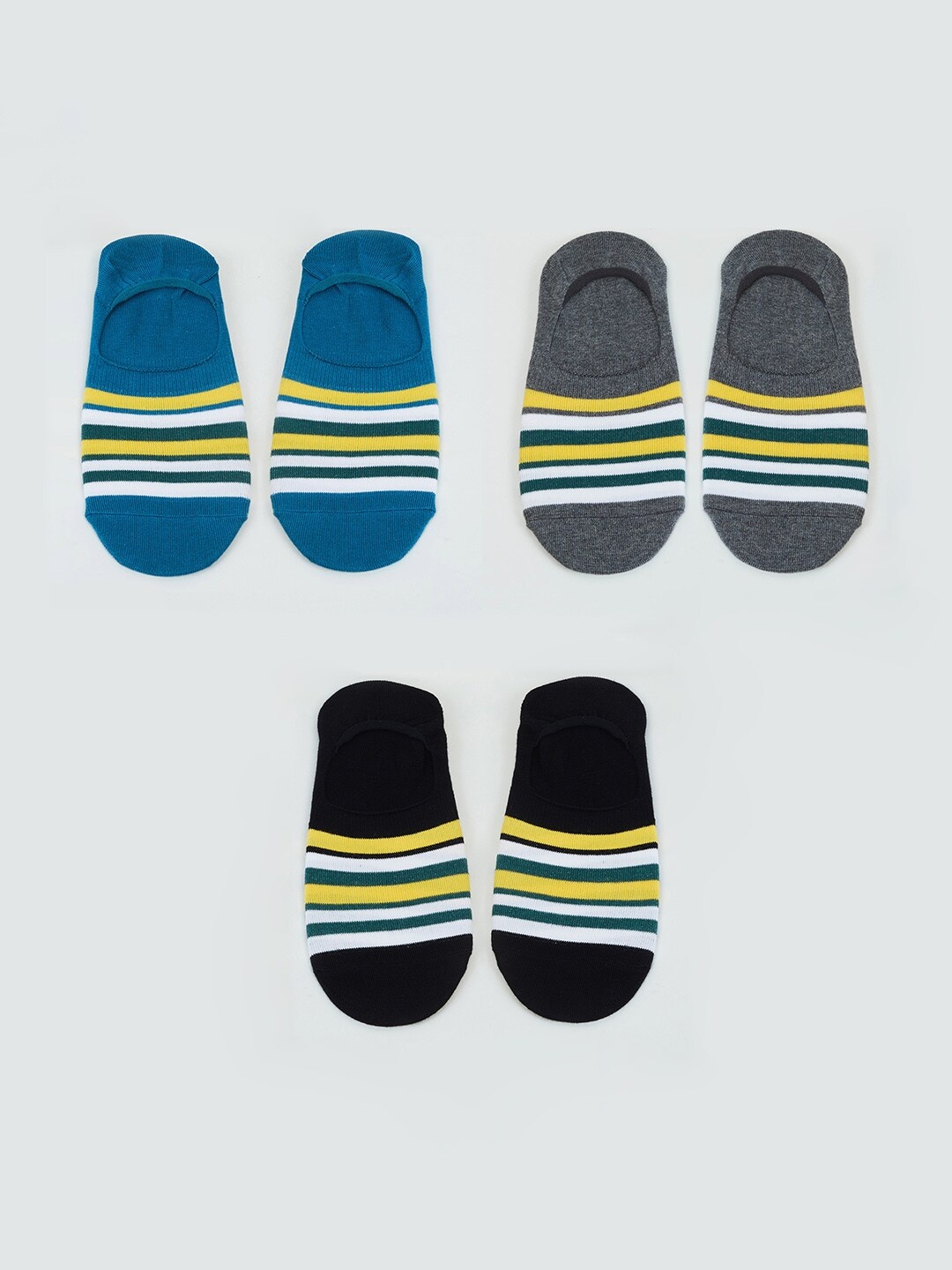 

max Men Pack Of 3 Stripes Shoe Liners, Blue