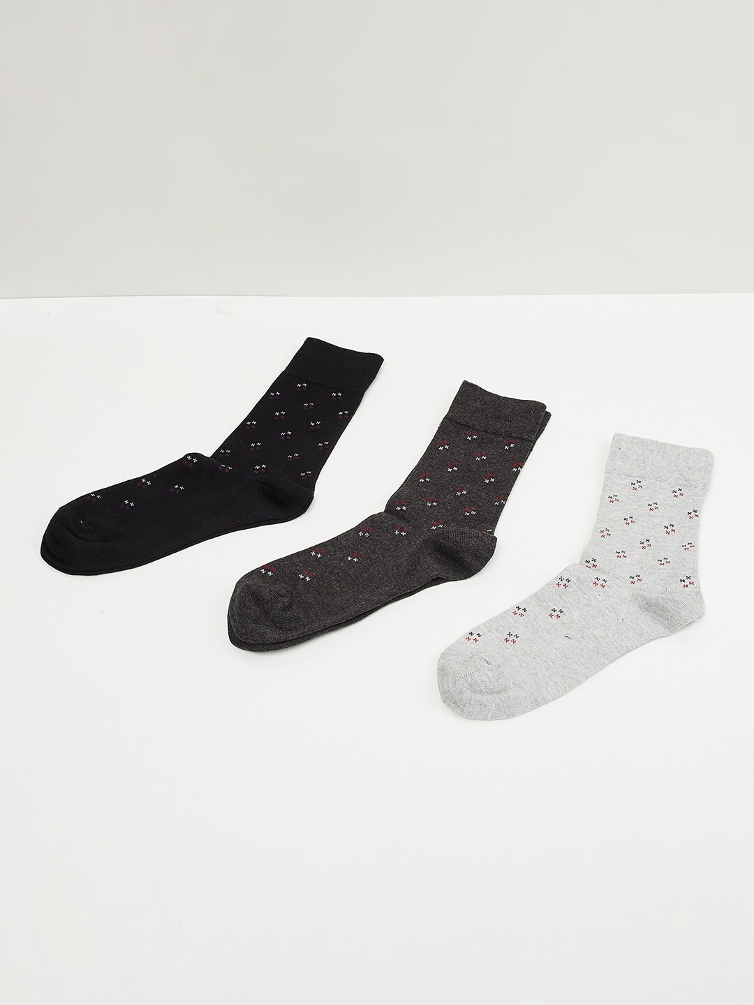 

max Men Pack Of 3 Patterned Above Ankle-Length Cotton Socks, Multi