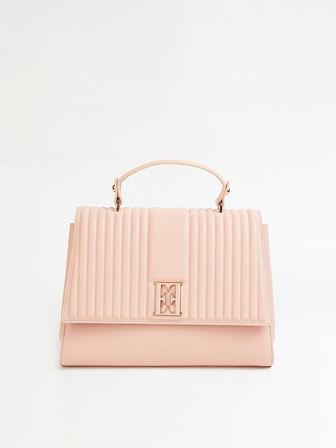 

ELLE Textured Structured Satchel with Quilted Handbags, Pink