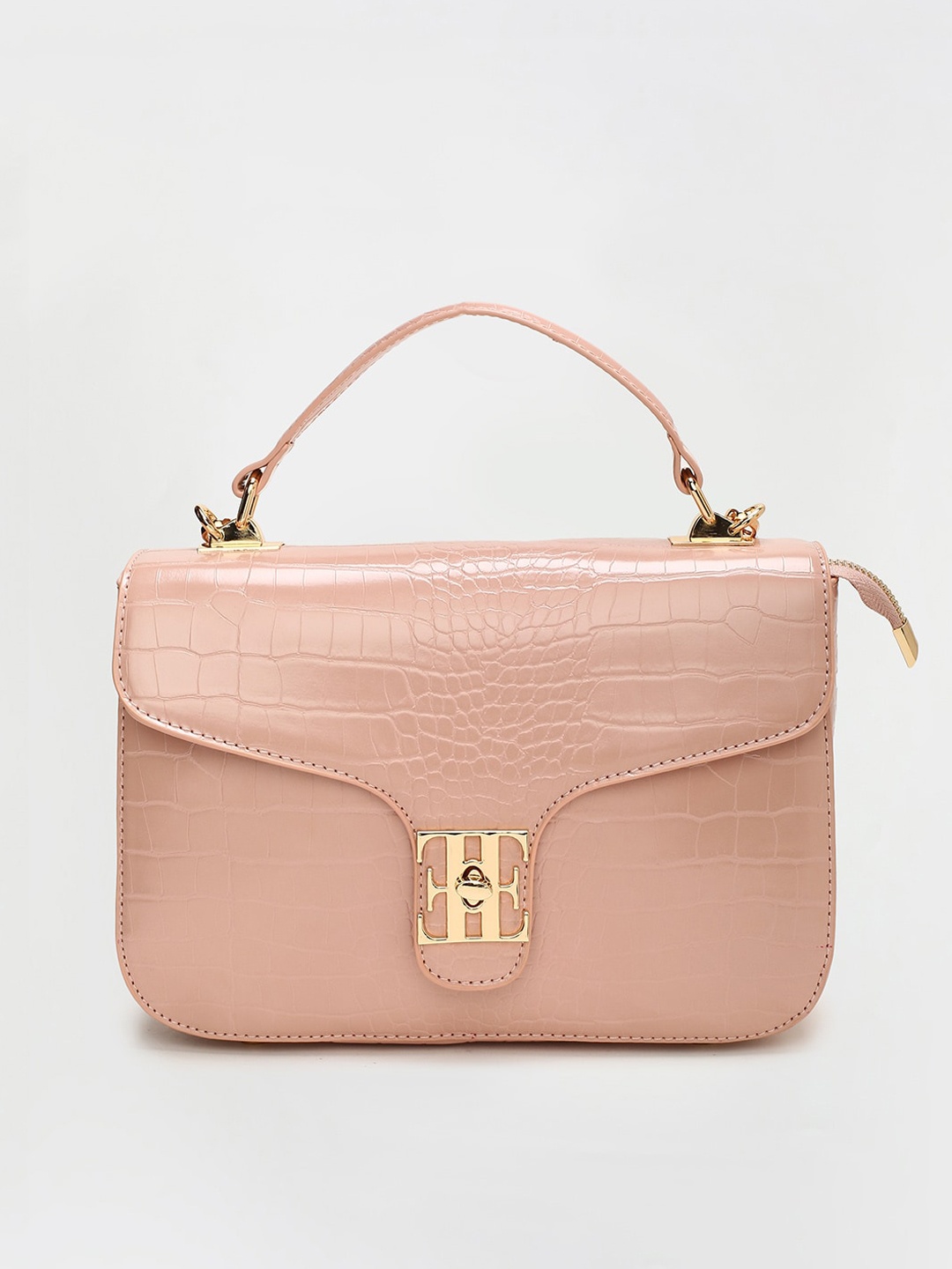 

ELLE Animal Textured Bowling Satchel, Pink