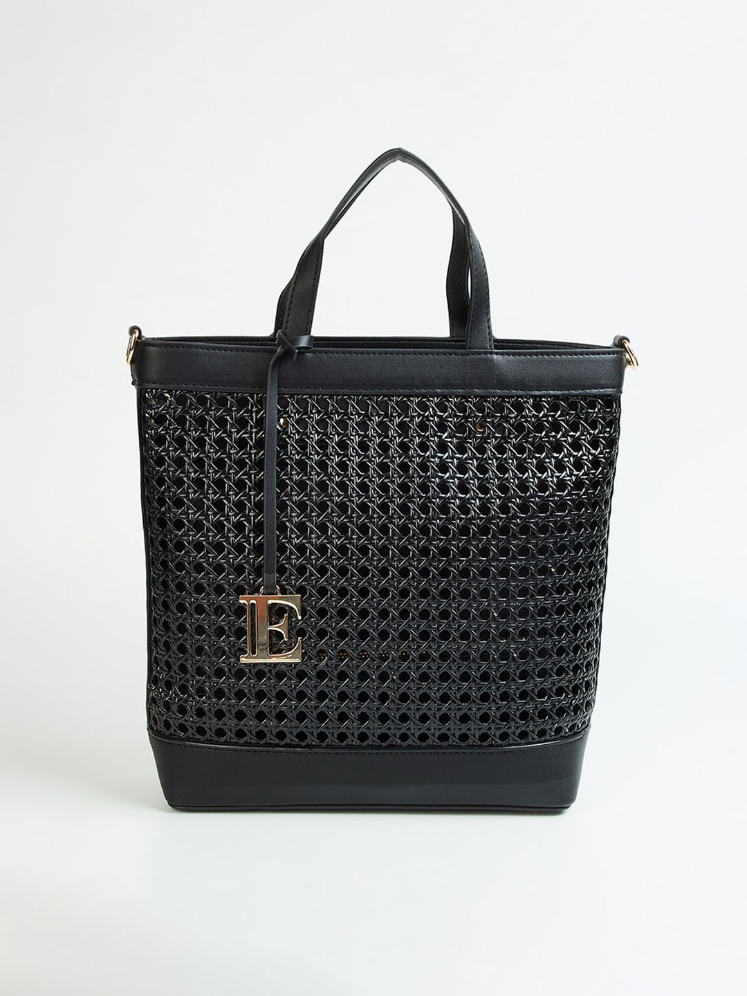 

ELLE Textured Shopper Handheld Bag, Black