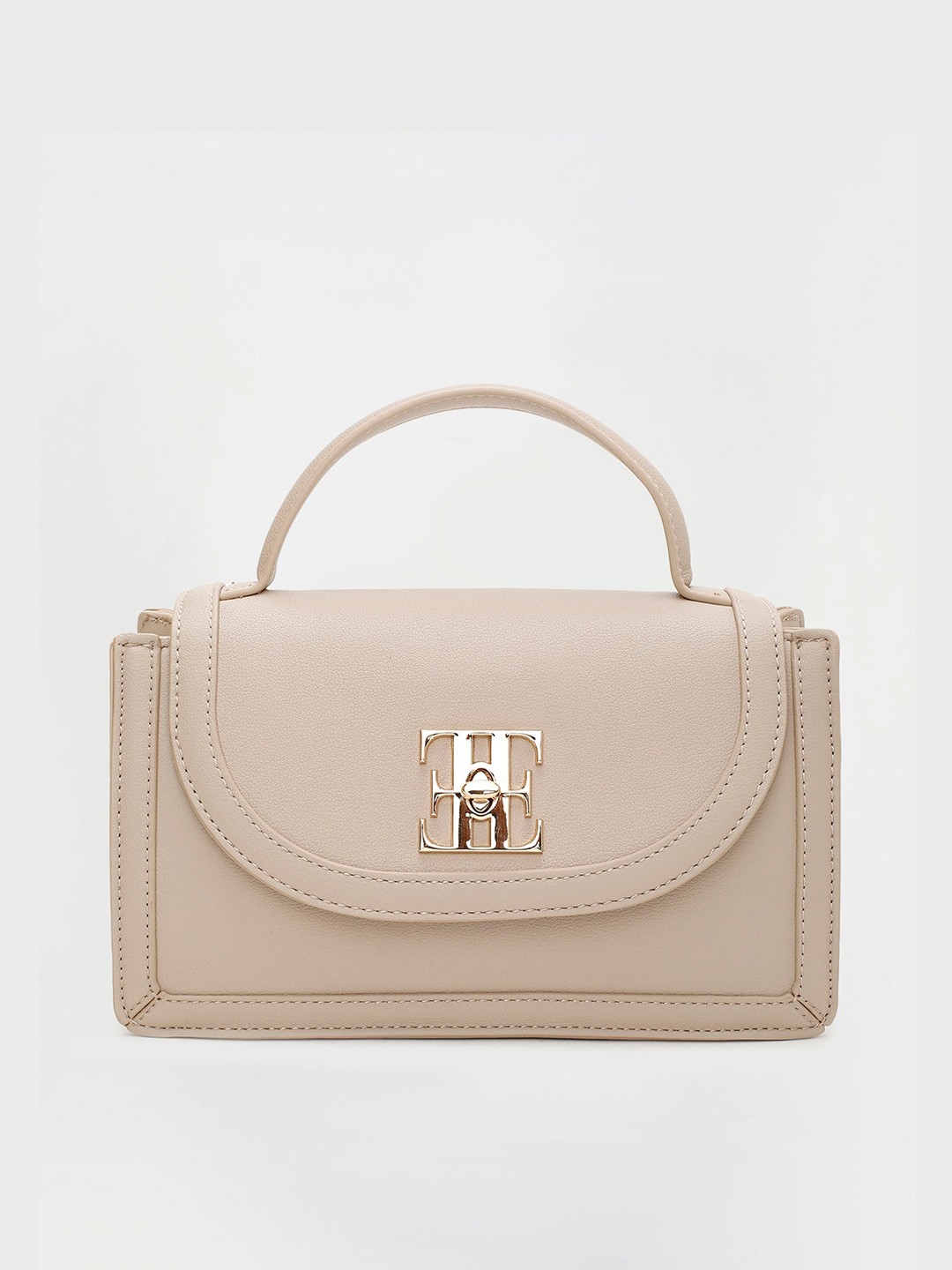 

ELLE Structured Satchel with Bow Detail, Beige