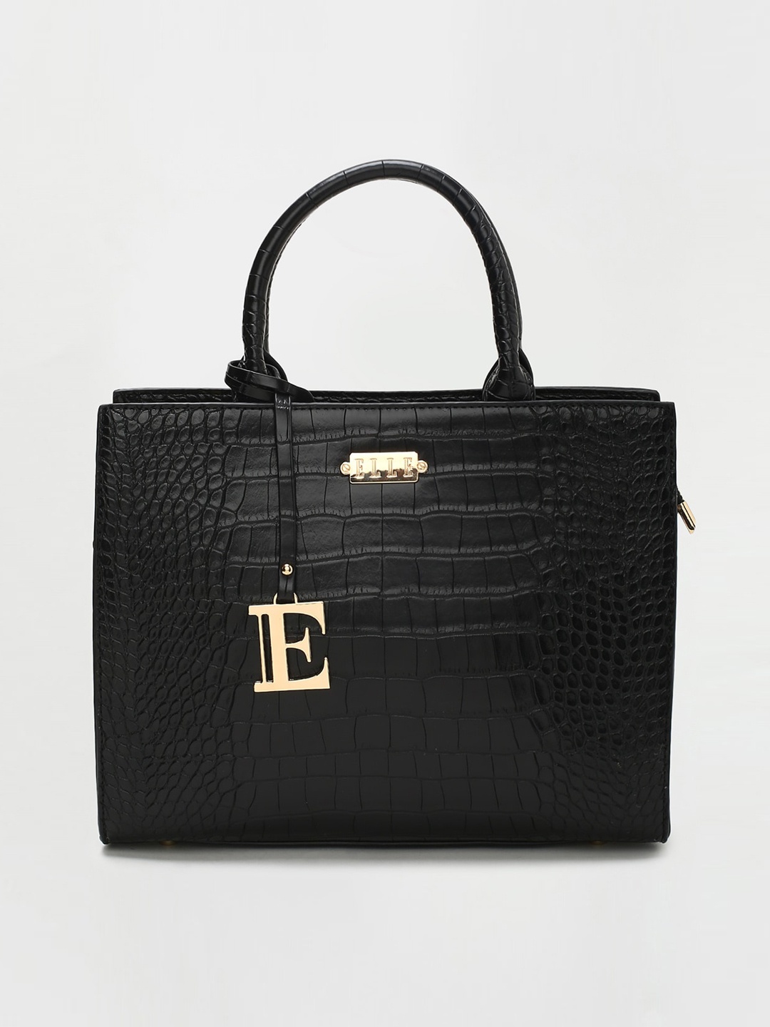 

ELLE Textured Structured Handheld Bag, Black