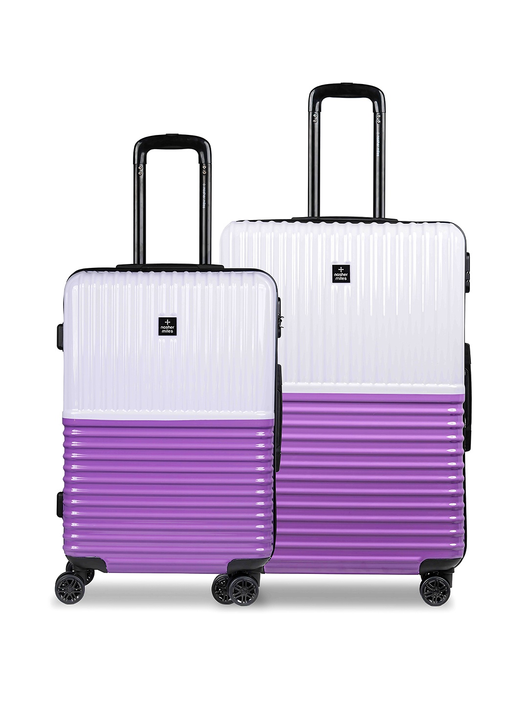 

Nasher Miles Istanbul Hard-Sided ABS and PC Set of 2 M/L White Purple Trolley Bags 65-75cm