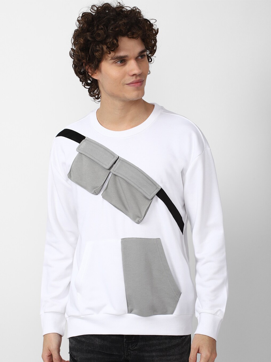 

FOREVER 21 Men White Solid Sweatshirt