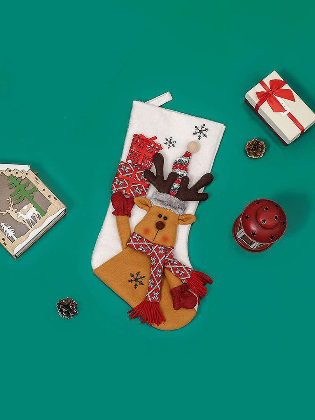 

Little Surprise Box LLP White & Brown Patterned Star LED Snowman Christmas Wall Hanging