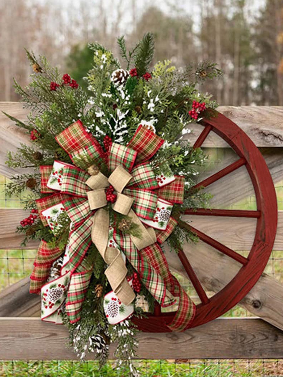 

Little Surprise Box LLP Red & Green Christmas Wreath for Wall Door & Tree Decor