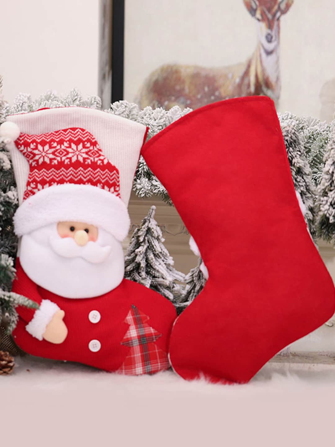 

Little Surprise Box LLP Red & White Printed Santa Face Stockings