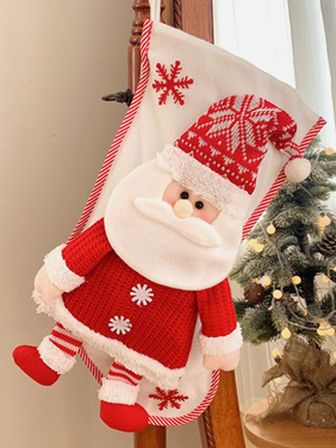 

Little Surprise Box LLP Red & White Santa Full Stockings Christmas Tree Dcor