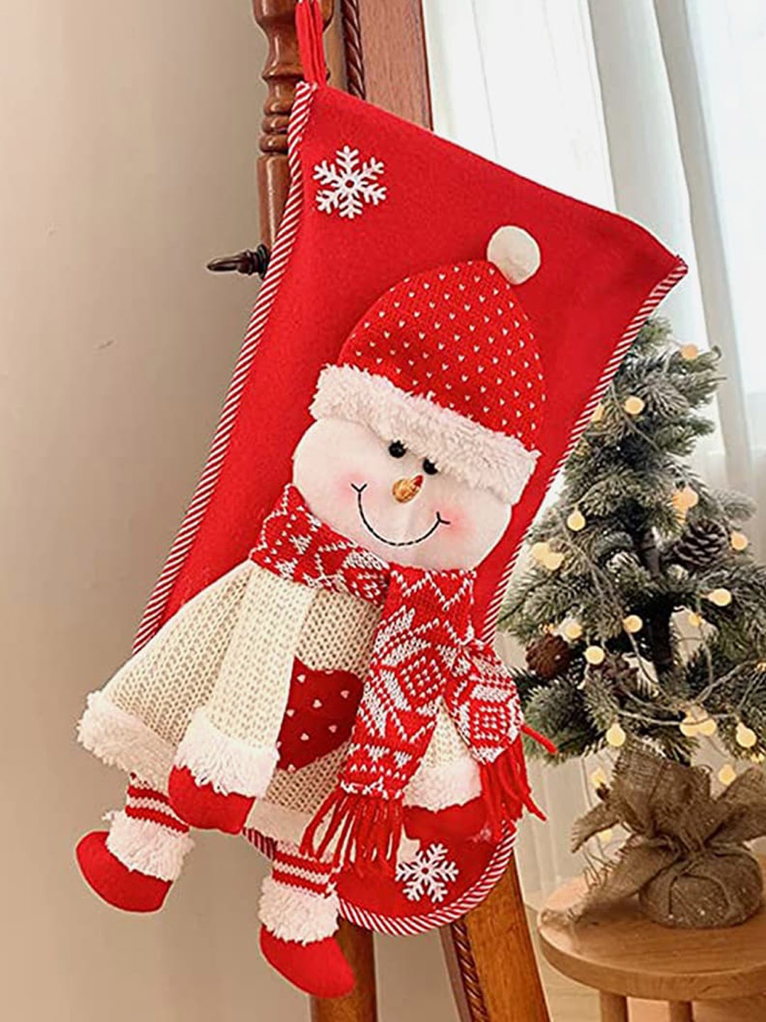 

Little Surprise Box LLP Red & White Patterned Fabric Olaf Full Stockings