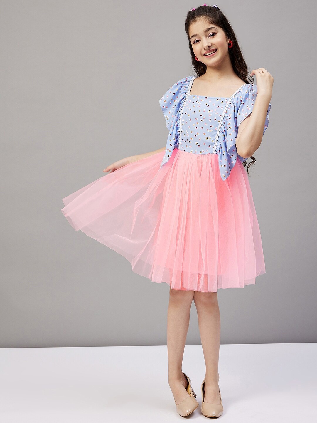 

Stylo Bug Girls Printed Fit and Flare Dress, Blue