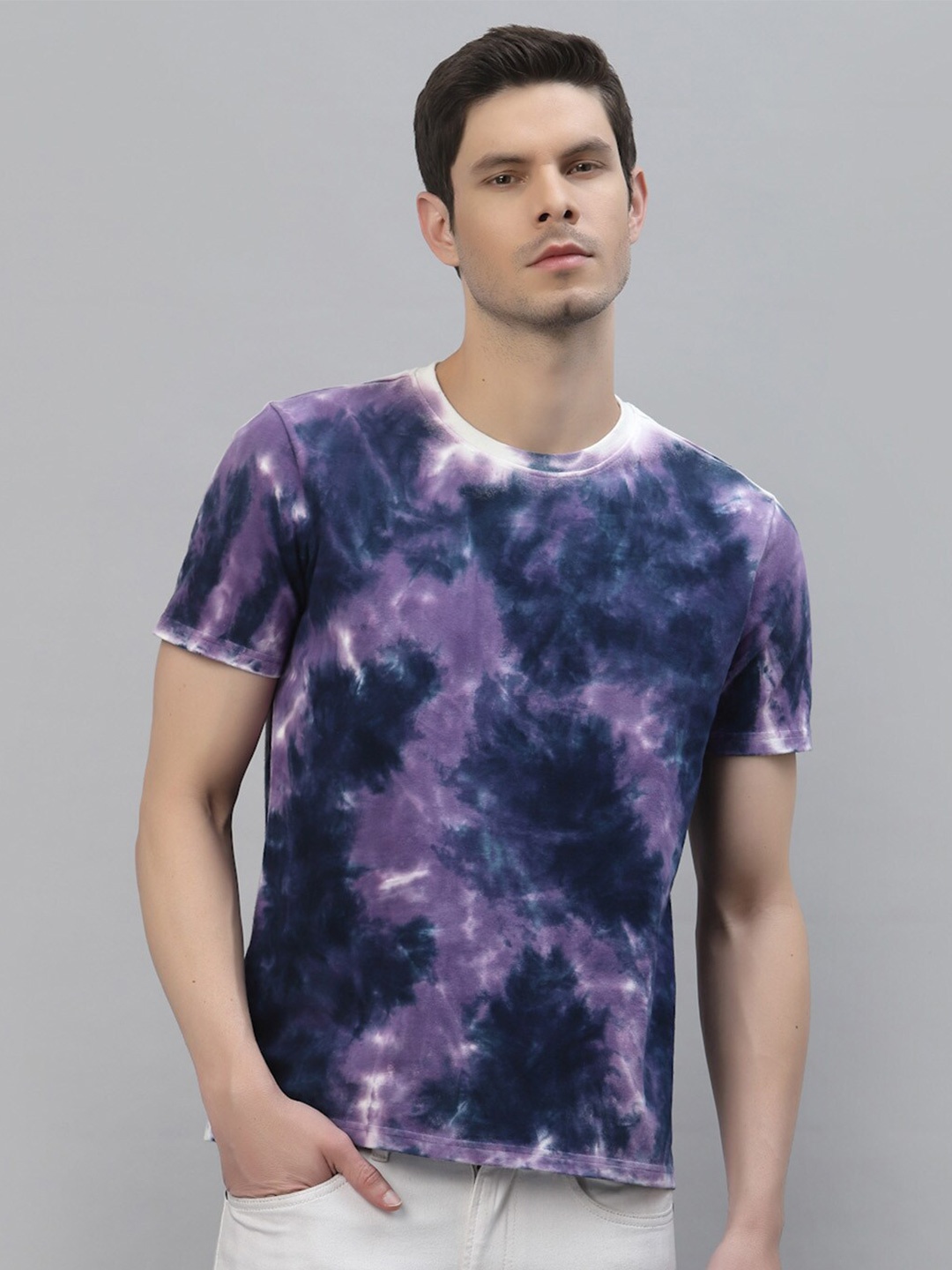 

Nimble Men Purple Tie and Dye Dyed T-shirt