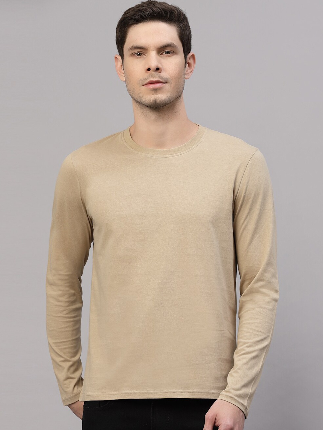 

Nimble Men Beige Cotton T-shirt