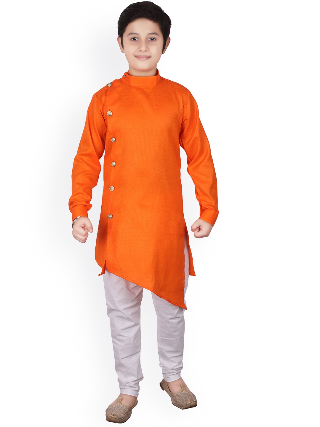 

Pro-Ethic STYLE DEVELOPER Boys Angrakha Pure Cotton Kurta with Pyjamas, Orange