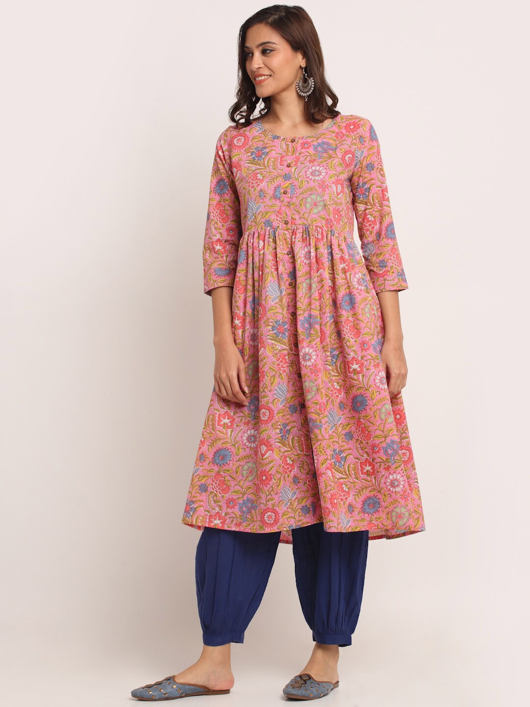 

EK BY EKTA KAPOOR Women Pink Cotton Ethnic Motifs Printed Kurta
